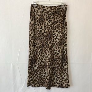 Olivaceous Leopard Print Midi Skirt